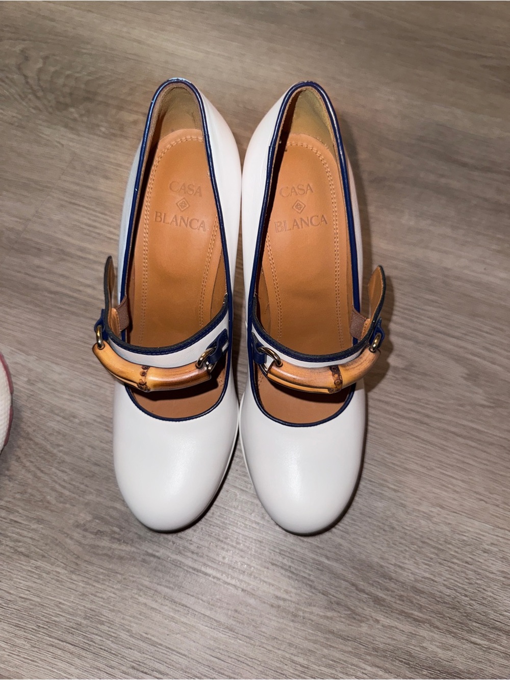 CasaBlanca Womens Bamboo Pumps Luxury Italian Mary Janes Resort White 37